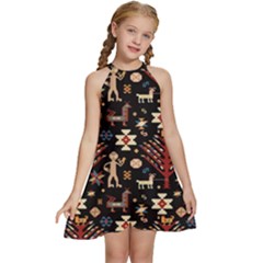 Carpet-symbols Kids  Halter Collar Waist Tie Chiffon Dress by Gohar