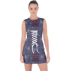 Armenian Ornaments Lace Up Front Bodycon Dress by Gohar