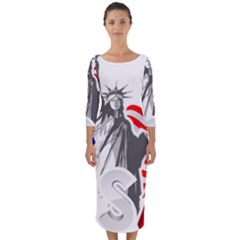 New York City Holiday United States Usa Quarter Sleeve Midi Bodycon Dress by Jancukart