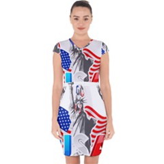 New York City Holiday United States Usa Capsleeve Drawstring Dress  by Jancukart