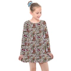 Architecture Ornaments Kids  Long Sleeve Dress by Gohar