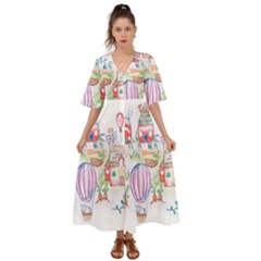 Easter Village  Kimono Sleeve Boho Dress by ConteMonfrey