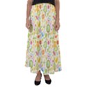 Nature Doodle Art Trees Birds Owl Children Pattern Multi Colored Flared Maxi Skirt View1