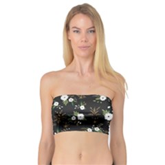 Black And White Floral Textile Digital Art Abstract Pattern Bandeau Top by danenraven