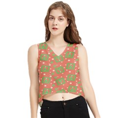 Christmas Textur V-neck Cropped Tank Top by artworkshop