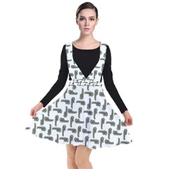 Cute Worm Sketchy Drawing Motif Pattern Plunge Pinafore Dress by dflcprintsclothing