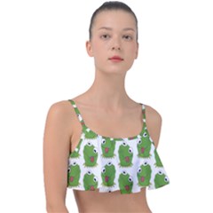 Kermit The Frog Pattern Frill Bikini Top by Valentinaart