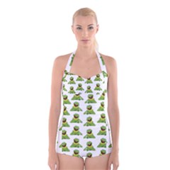 Kermit The Frog Boyleg Halter Swimsuit  by Valentinaart