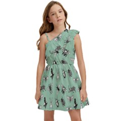 Insects Pattern Kids  One Shoulder Party Dress by Valentinaart