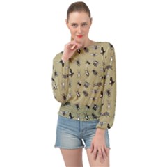 Insects Pattern Banded Bottom Chiffon Top by Valentinaart