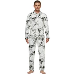 Skull Pattern Men s Long Sleeve Velvet Pocket Pajamas Set by Valentinaart