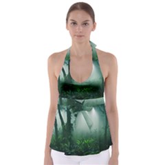 Swamp Forest Trees Background Nature Eerie Babydoll Tankini Top by danenraven