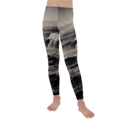 Sea Ocean Waves Sunset Sunrise Rough Seas Nature Black White Kids  Lightweight Velour Leggings by danenraven