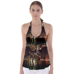 New York City Panorama Urban Hudson River Water Babydoll Tankini Top by danenraven