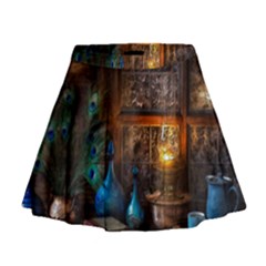 Blue Coffee Cups Cups Coffee Snack Blue Color Mini Flare Skirt by danenraven