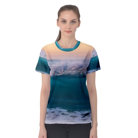 Beach Sea Waves Water Ocean Landscape Nature Women s Sport Mesh Tee by danenraven