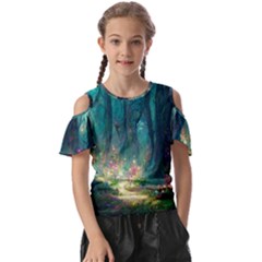 Magical Forest Forest Painting Fantasy Kids  Butterfly Cutout Tee by danenraven