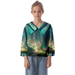 Magical Forest Forest Painting Fantasy Kids  Sailor Shirt by danenraven