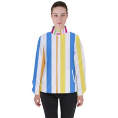 Striped Women s High Neck Windbreaker by Smaples