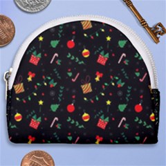 Christmas Pattern Texture Colorful Wallpaper Horseshoe Style Canvas Pouch by Ravend