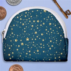 Star Golden Pattern Christmas Design White Gold Horseshoe Style Canvas Pouch by Ravend