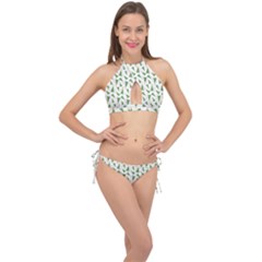 Christmas Tree Pattern Christmas Trees Cross Front Halter Bikini Set by Ravend