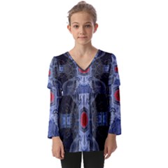 Art Robot Artificial Intelligence Technology Kids  V Neck Casual Top by Ravend