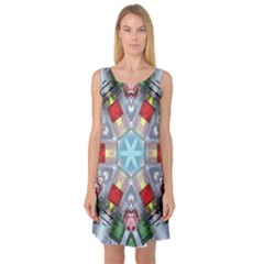 Geometric Symmetrical Symmetry Data Futuristic Sleeveless Satin Nightdress by Ravend