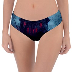 Haunted House Halloween Cemetery Moonlight Reversible Classic Bikini Bottoms by Pakemis