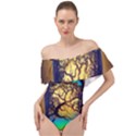 Flask Bottle Tree In A Bottle Perfume Design Off Shoulder Velour Bodysuit  View1