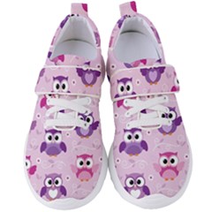 Seamless Cute Colourfull Owl Kids Pattern Women s Velcro Strap Shoes by Pakemis