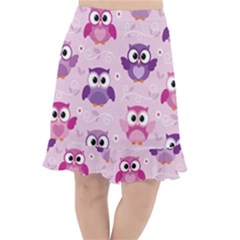 Seamless Cute Colourfull Owl Kids Pattern Fishtail Chiffon Skirt by Pakemis