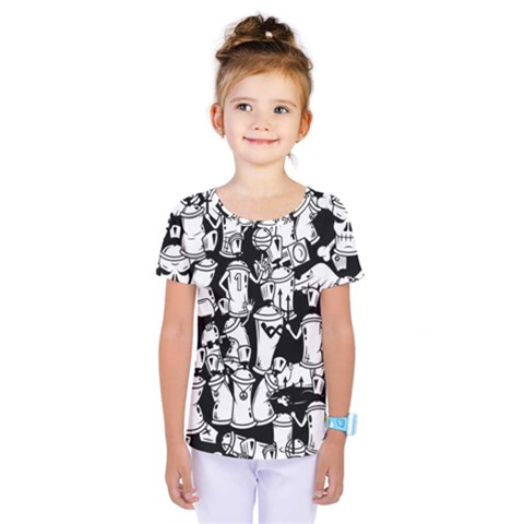 Graffiti Spray Can Characters Seamless Pattern Kids  One Piece Tee by Pakemis