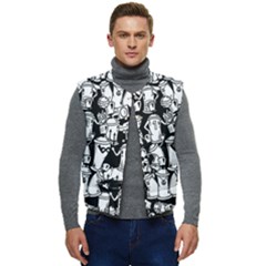 Graffiti Spray Can Characters Seamless Pattern Men s Short Button Up Puffer Vest	 by Pakemis