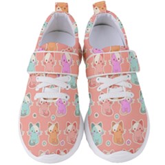 Cute Kawaii Kittens Seamless Pattern Women s Velcro Strap Shoes by Pakemis