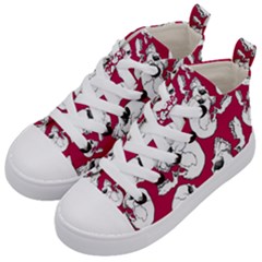 Terrible Frightening Seamless Pattern With Skull Kids  Mid-top Canvas Sneakers by Pakemis