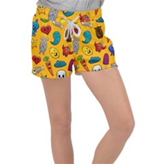 Graffiti Characters Seamless Ornament Velour Lounge Shorts by Pakemis