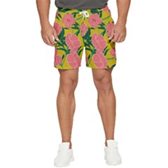 Pink Flower Seamless Pattern Men s Runner Shorts by Pakemis