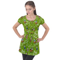 Seamless Pattern With Kids Puff Sleeve Tunic Top by Pakemis