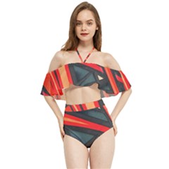 Graffiti Detail Wallpaper Texture Background Halter Flowy Bikini Set  by Pakemis