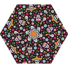 Day Dead Skull With Floral Ornament Flower Seamless Pattern Mini Folding Umbrellas by Pakemis