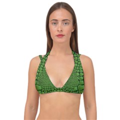 Seamless Pattern Crocodile Leather Double Strap Halter Bikini Top by Pakemis