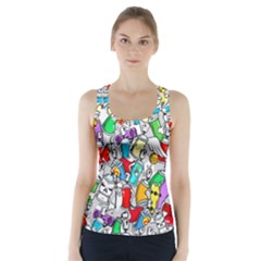 Graffit Characters Seamless Pattern Art Racer Back Sports Top by Pakemis