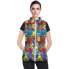 Graffiti Characters Seamless Pattern Women s Puffer Vest by Pakemis