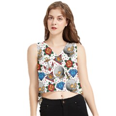 Full Color Flash Tattoo Patterns V-neck Cropped Tank Top by Pakemis