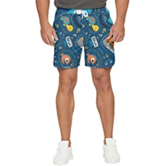 Seamless Pattern Vector Submarine With Sea Animals Cartoon Men s Runner Shorts by Pakemis