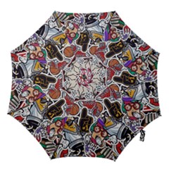 Vintage College Colorful Seamless Pattern Hook Handle Umbrellas (small) by Pakemis