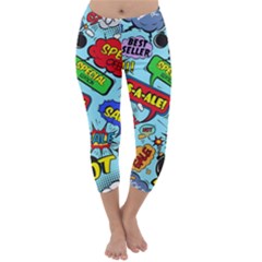 Comic Bubbles Seamless Pattern Capri Winter Leggings  by Pakemis