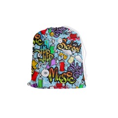 Graffiti Characters Seamless Patterns Drawstring Pouch (medium) by Pakemis