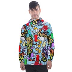 Graffiti Characters Seamless Patterns Men s Front Pocket Pullover Windbreaker by Pakemis